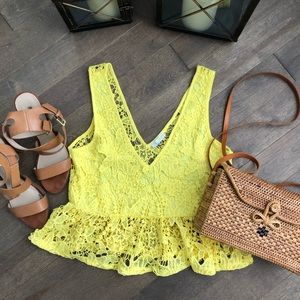 Zara Yellow Lace Top
